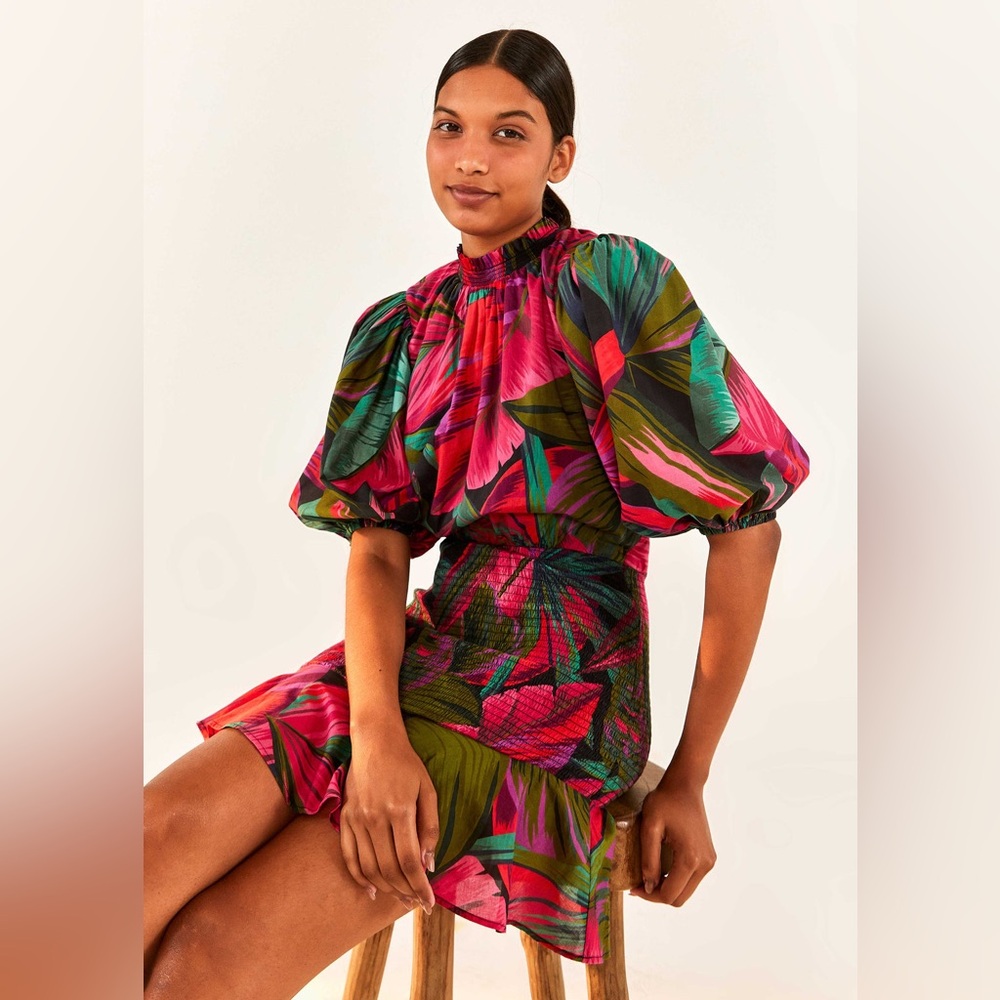 Farm Rio Midnight Leaves Mini Dress